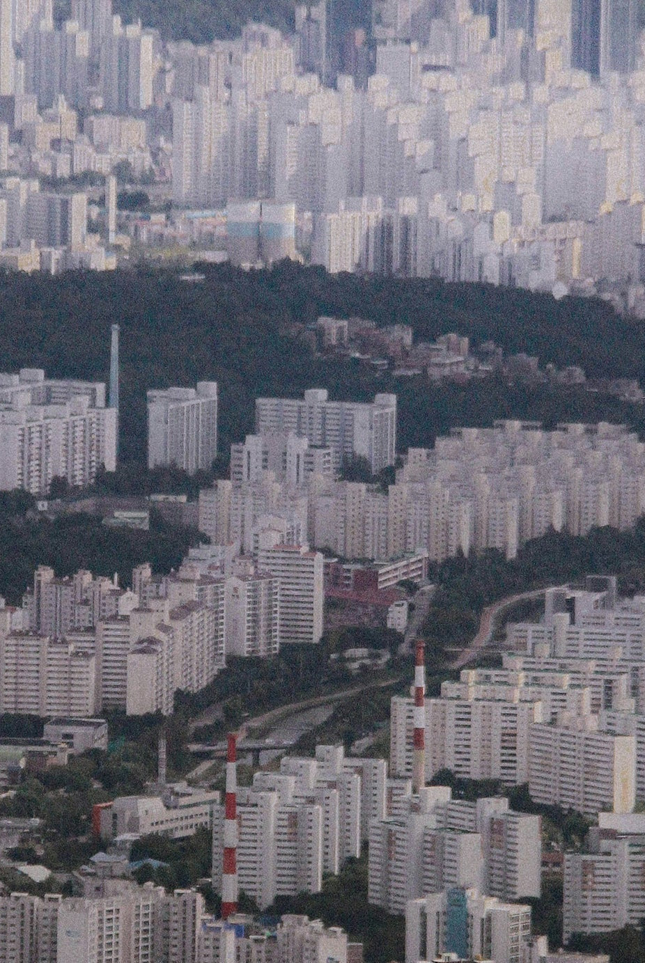 Aerial view of the city of Seoul, Korea.