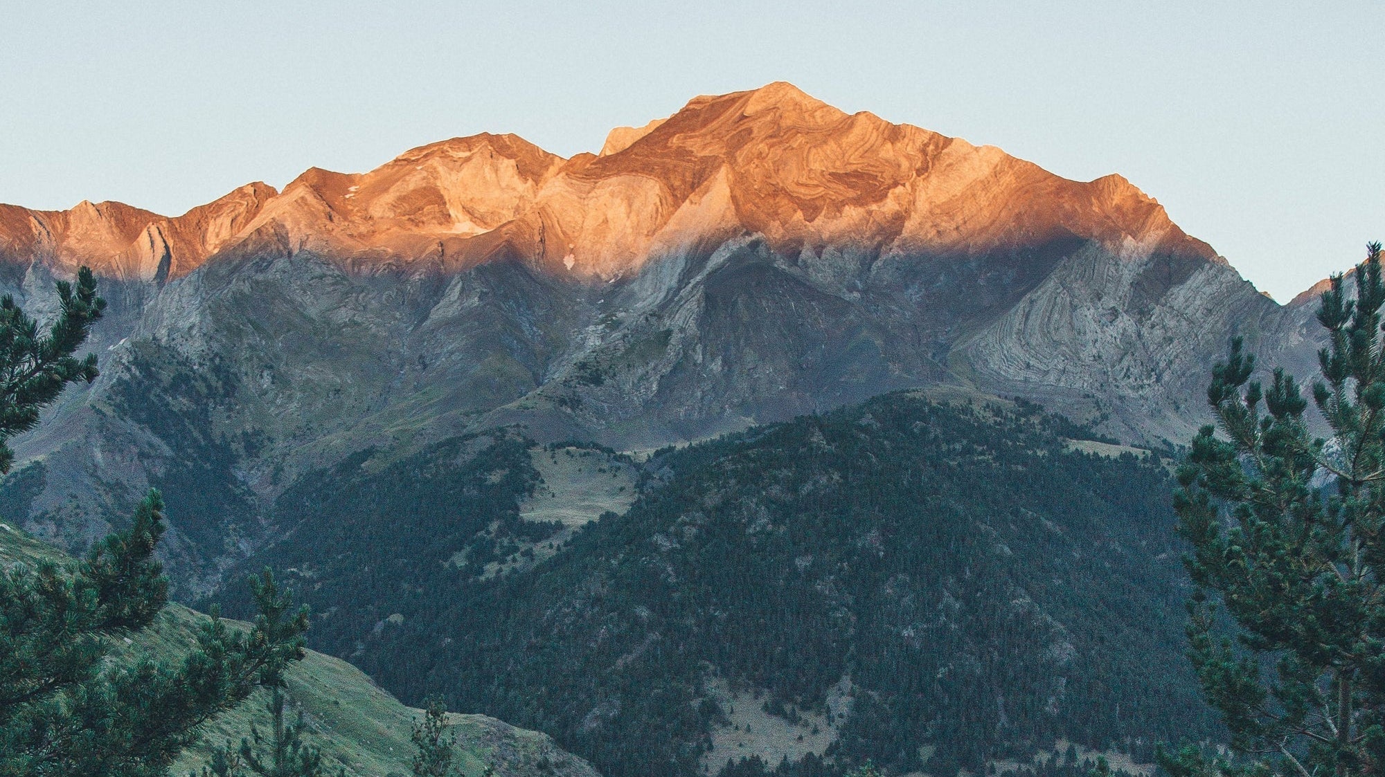 Sunset over the Pyrenees mountains