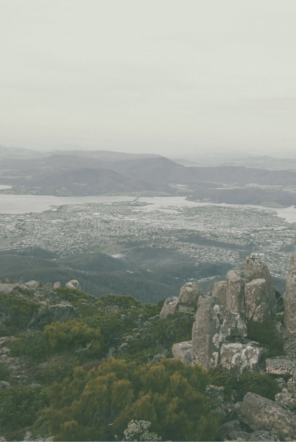 Aerial view of the city of Hobart, Tasmania.