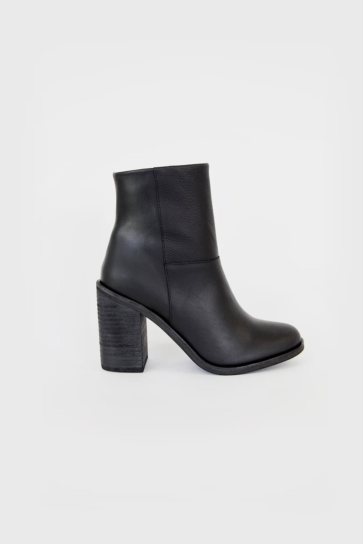 Image of womens black ankle boot with chunky heel