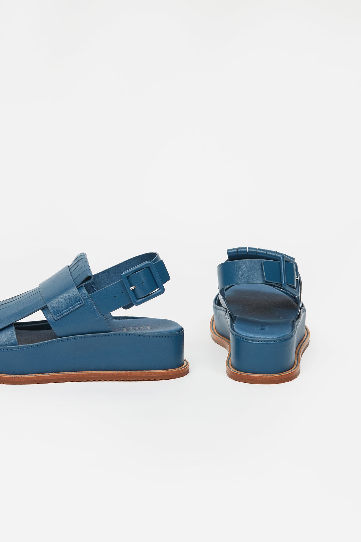 Sandal with fringe detailing in blue