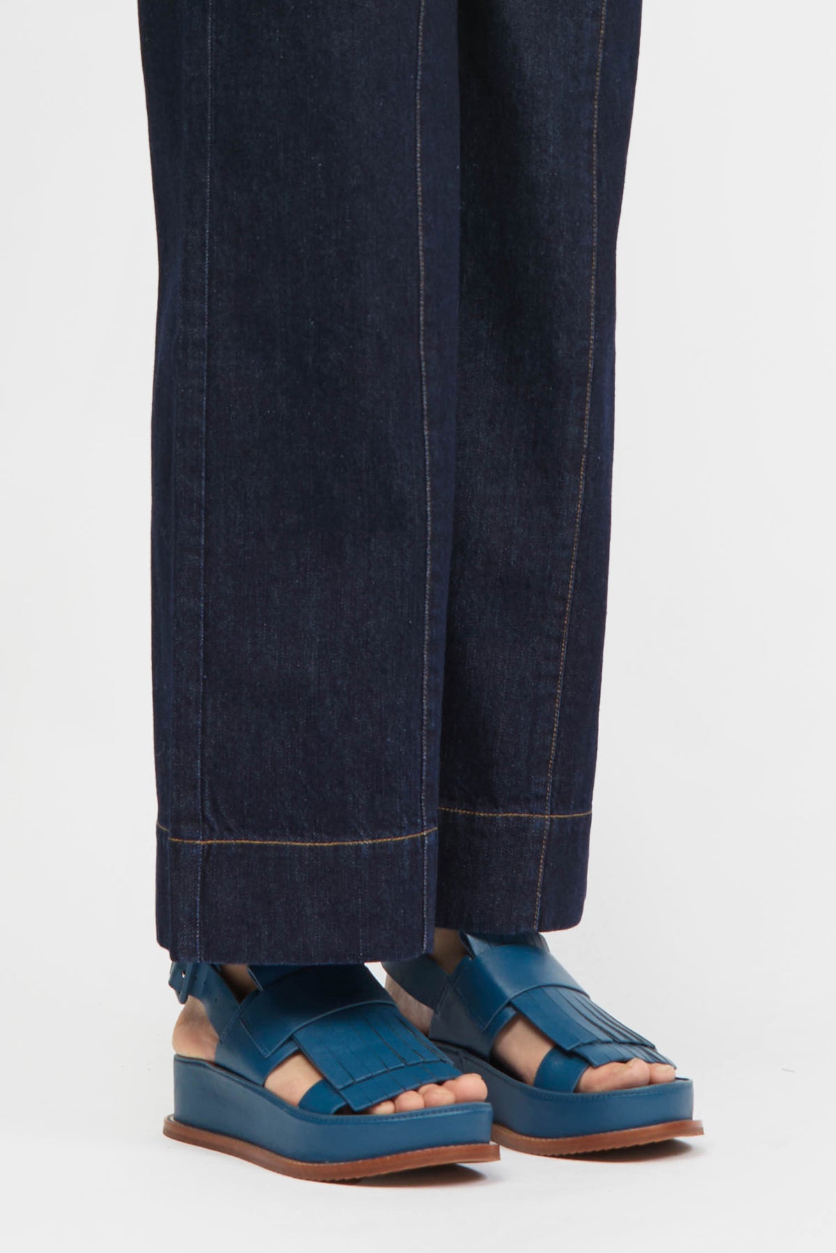 Sandal with fringe detailing in blue