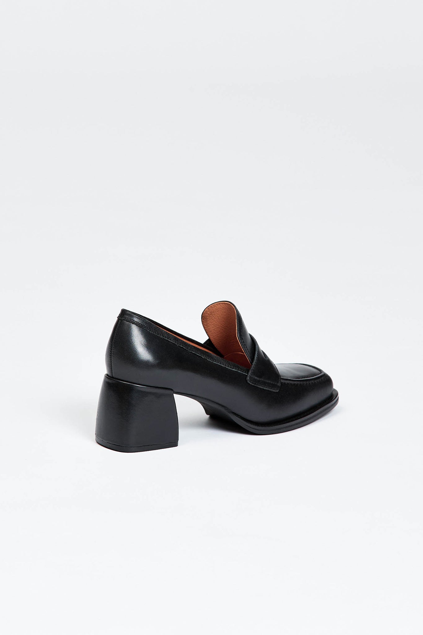Black loafer style heel