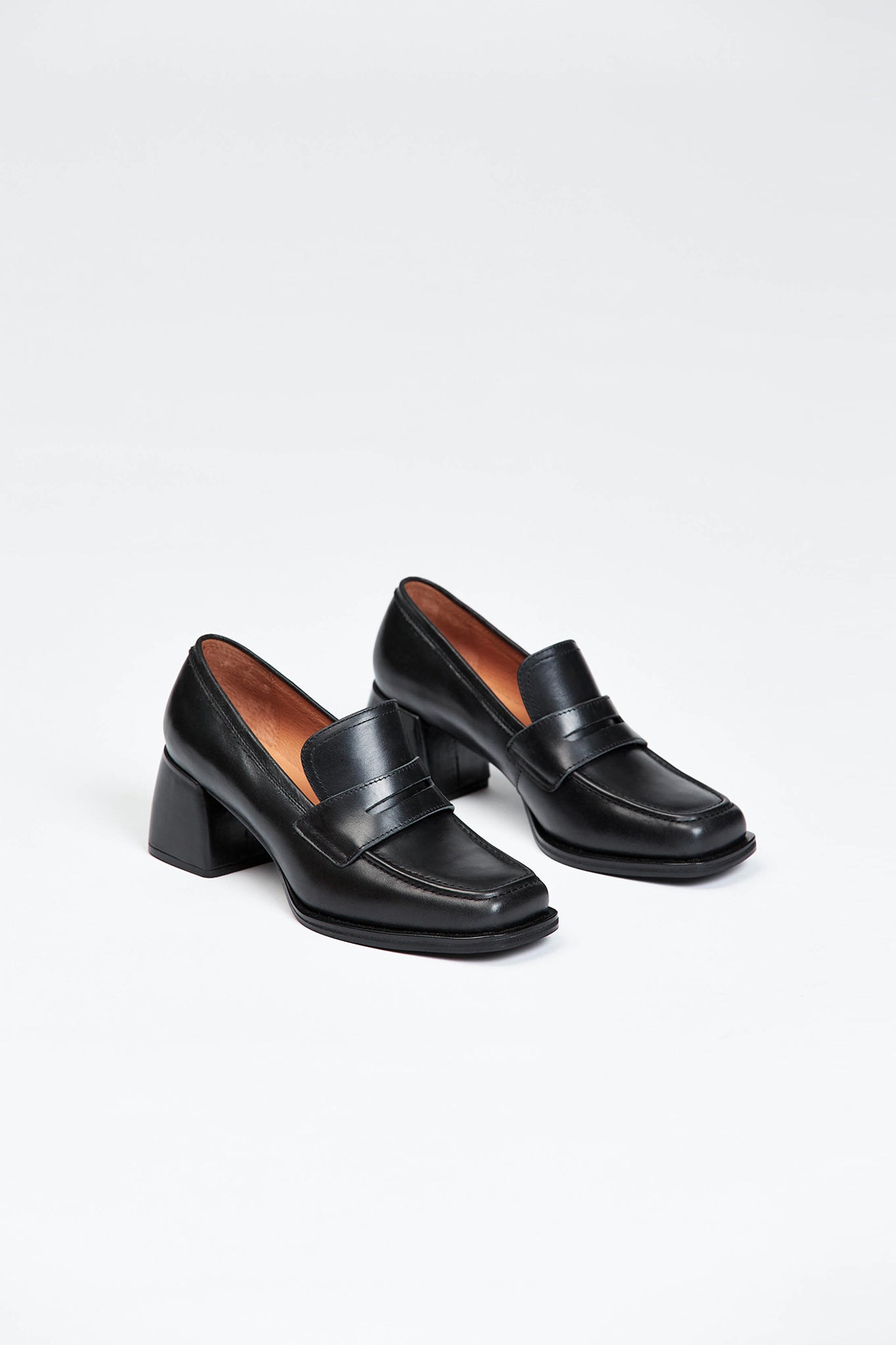 Black loafer style heel
