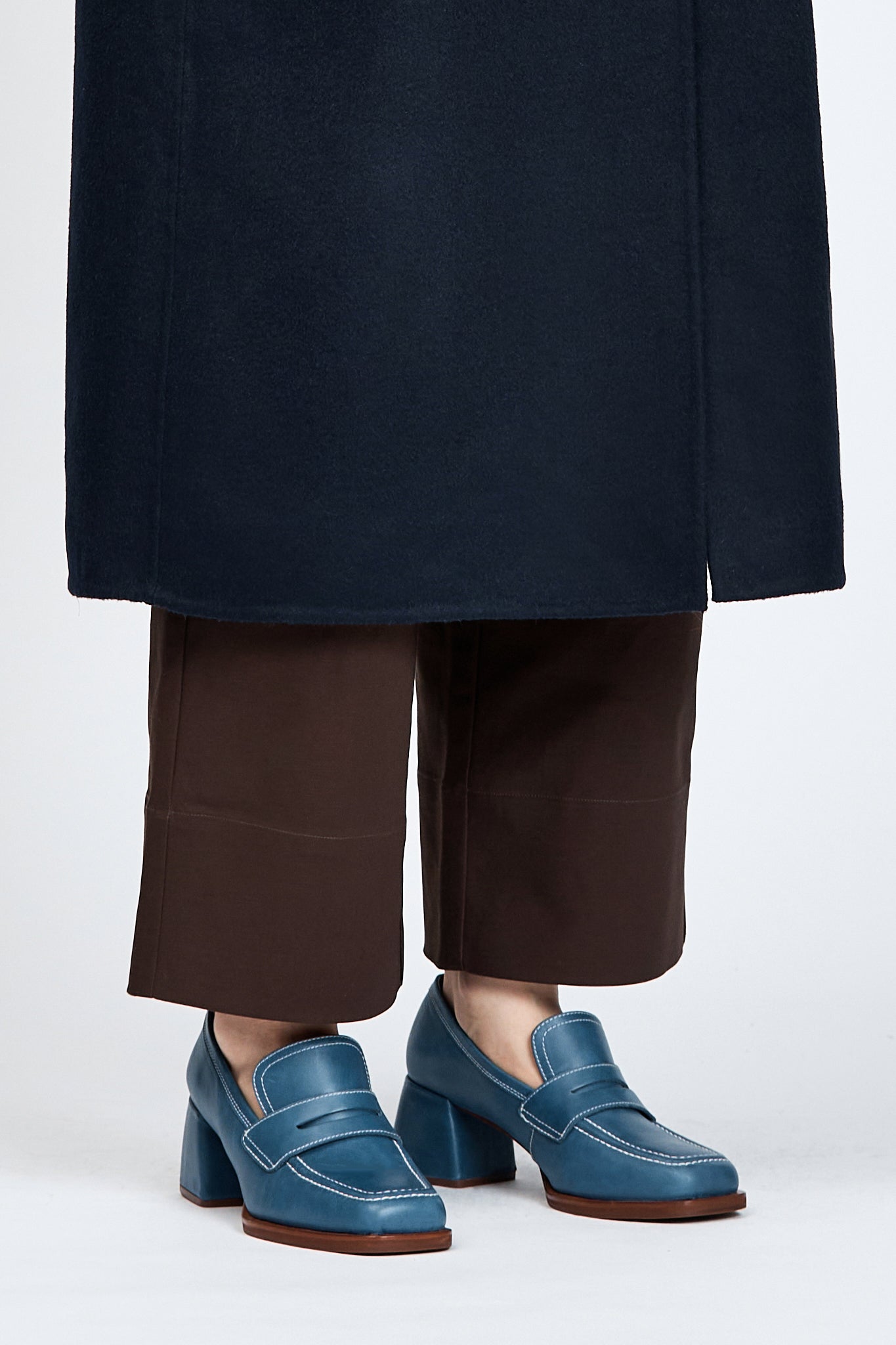 Blue loafer style heel
