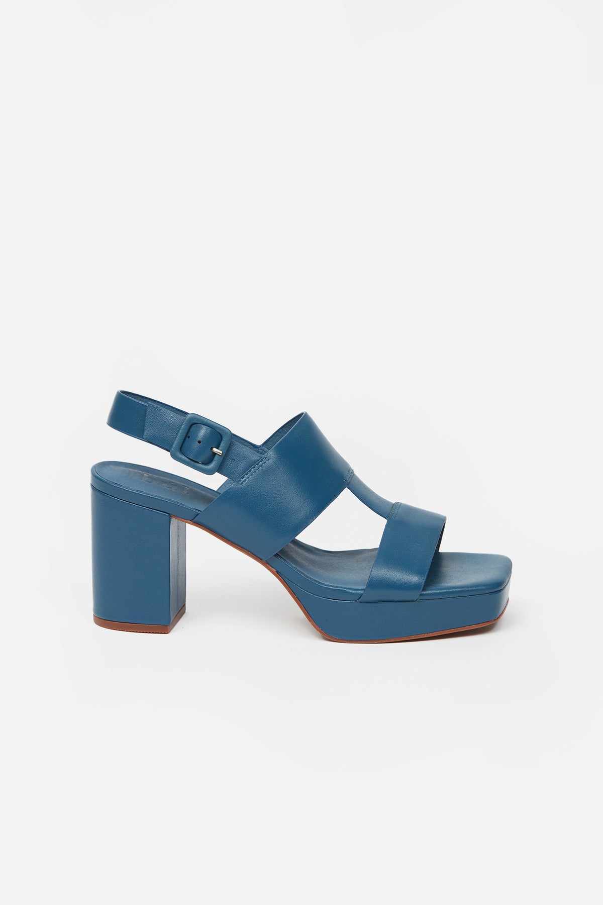Womens heel with thick straps in blue