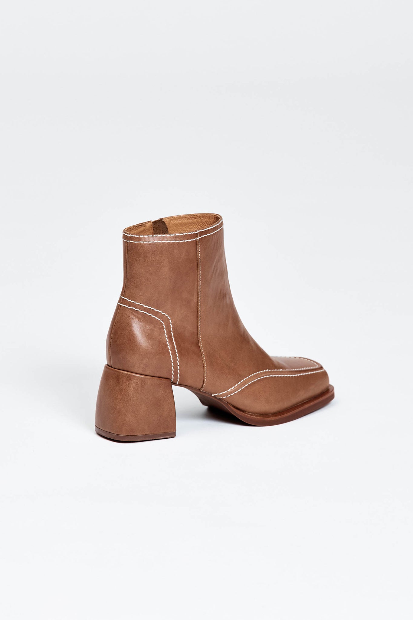 Brown ankle boot with block heel