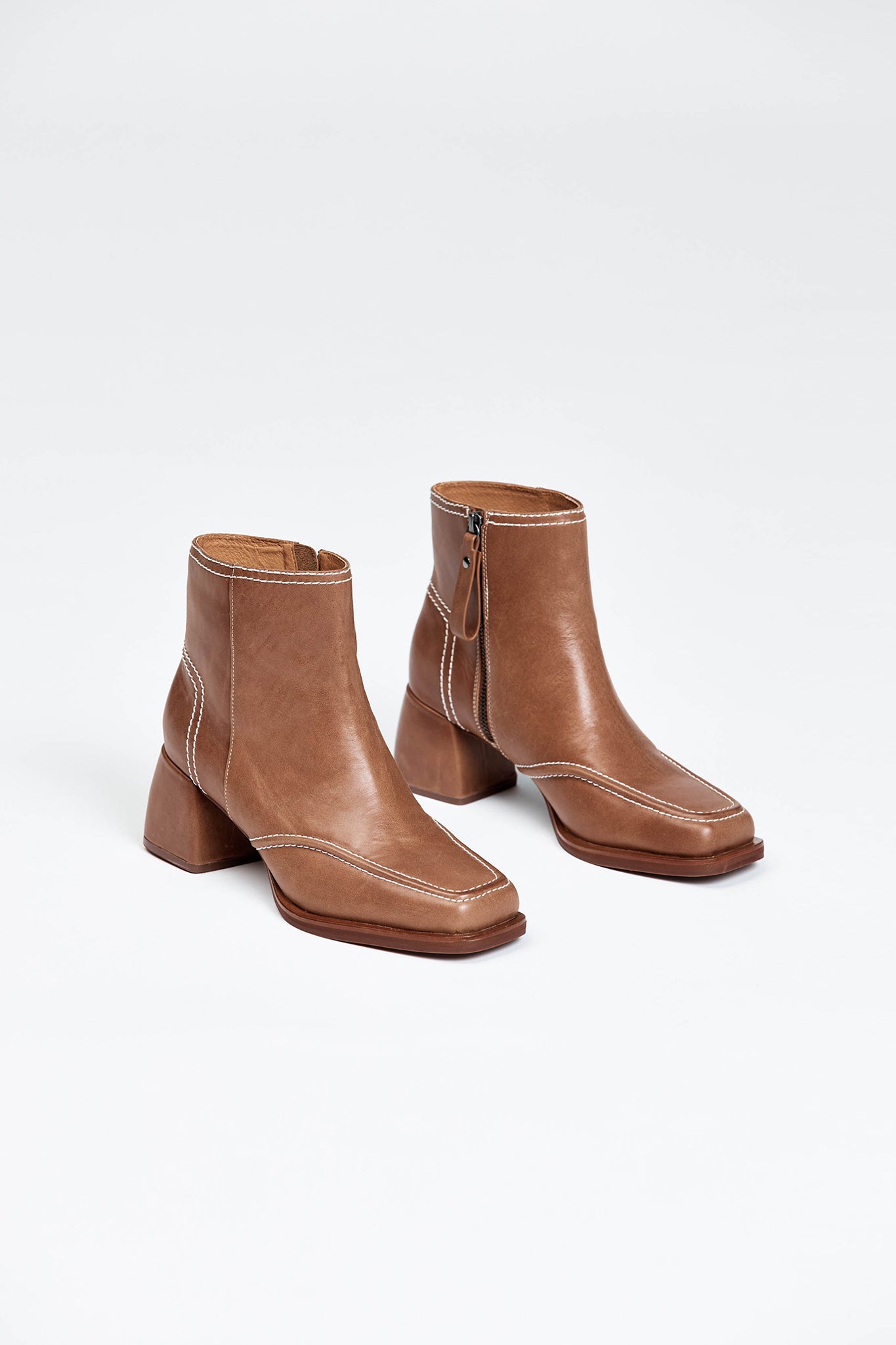 Brown ankle boot with block heel