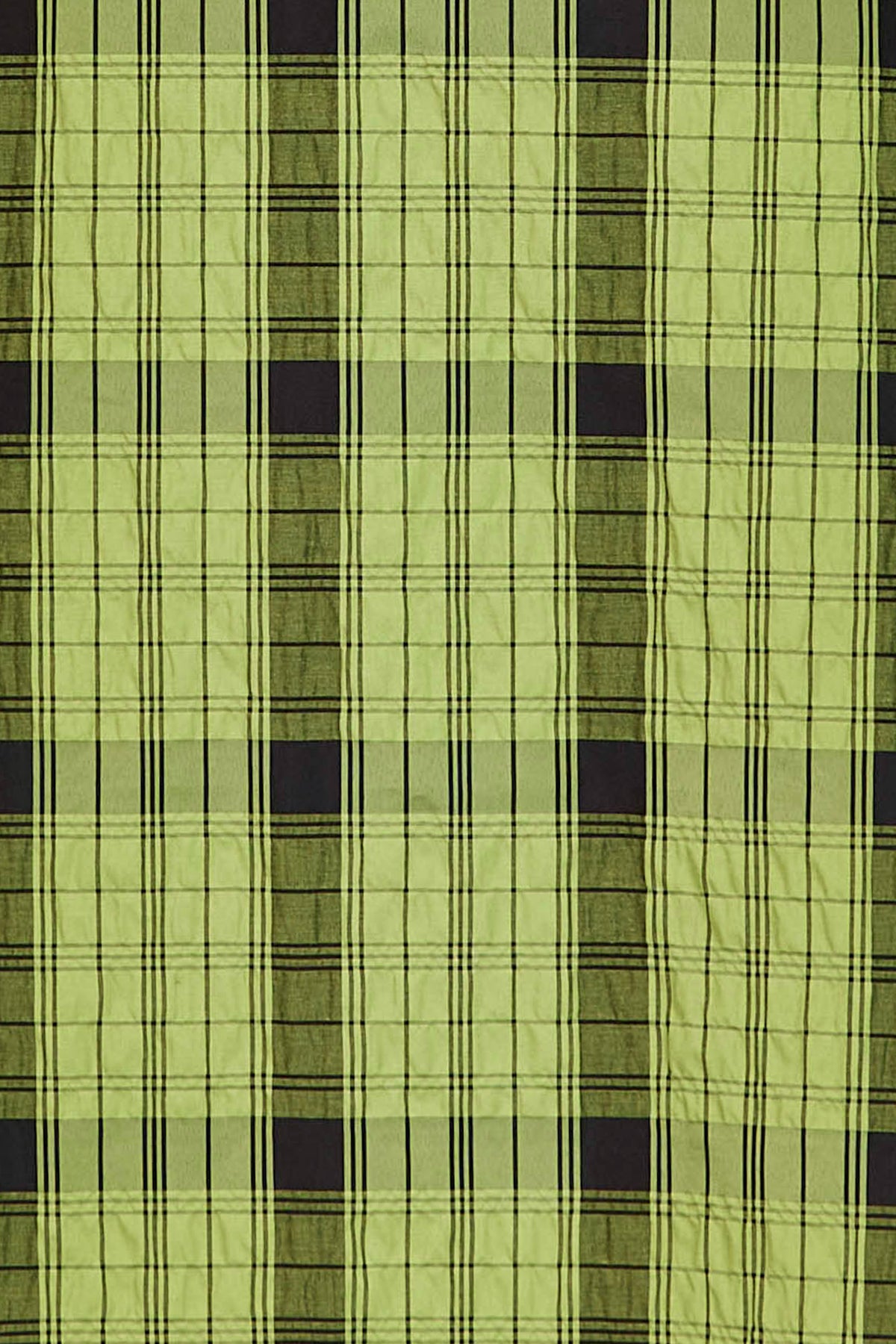 Fabric swatch of the olive and black check material
