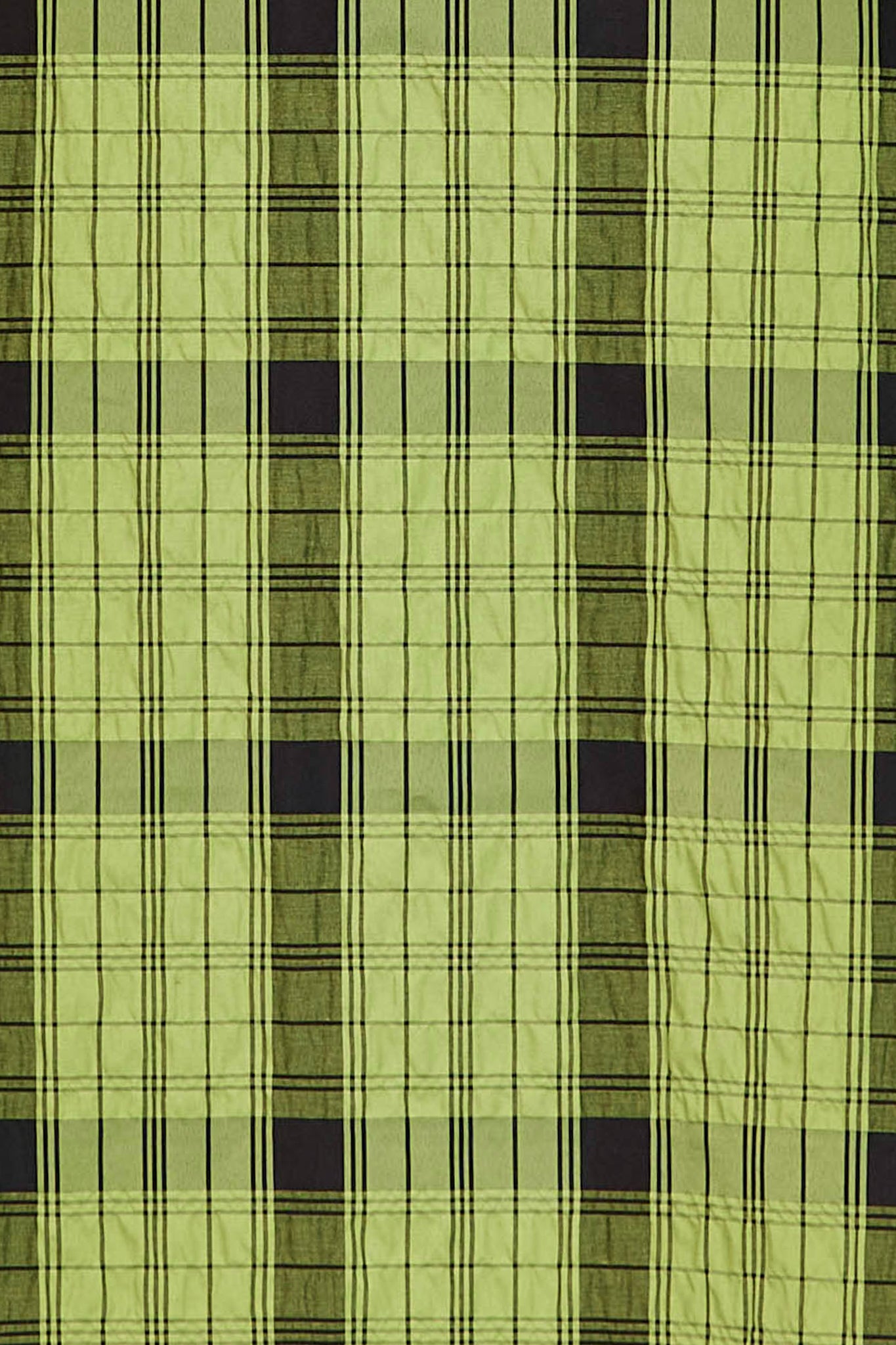 Fabric swatch of the olive and black check material