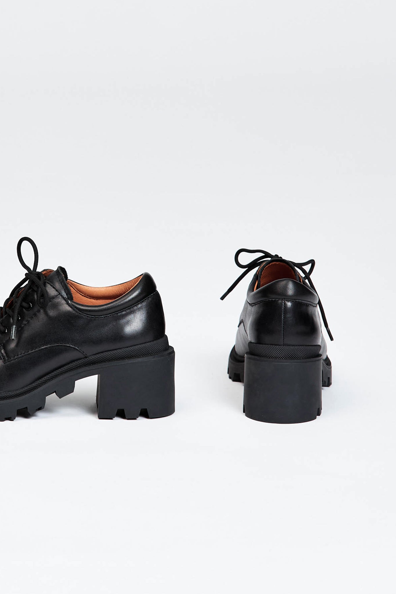 Black lace up shoe with heel