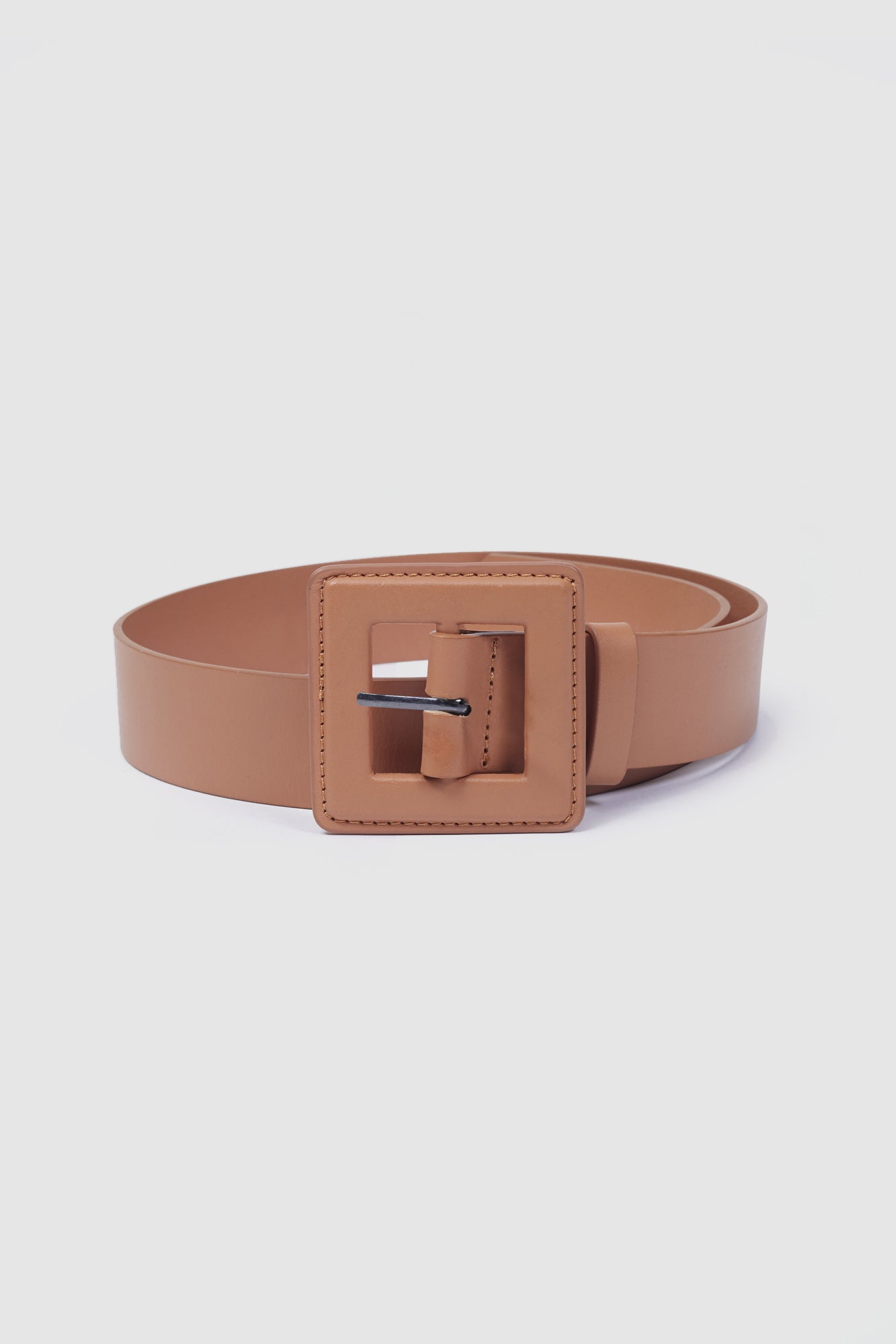 Casa Belt Caramel Square Buckle Leather Front