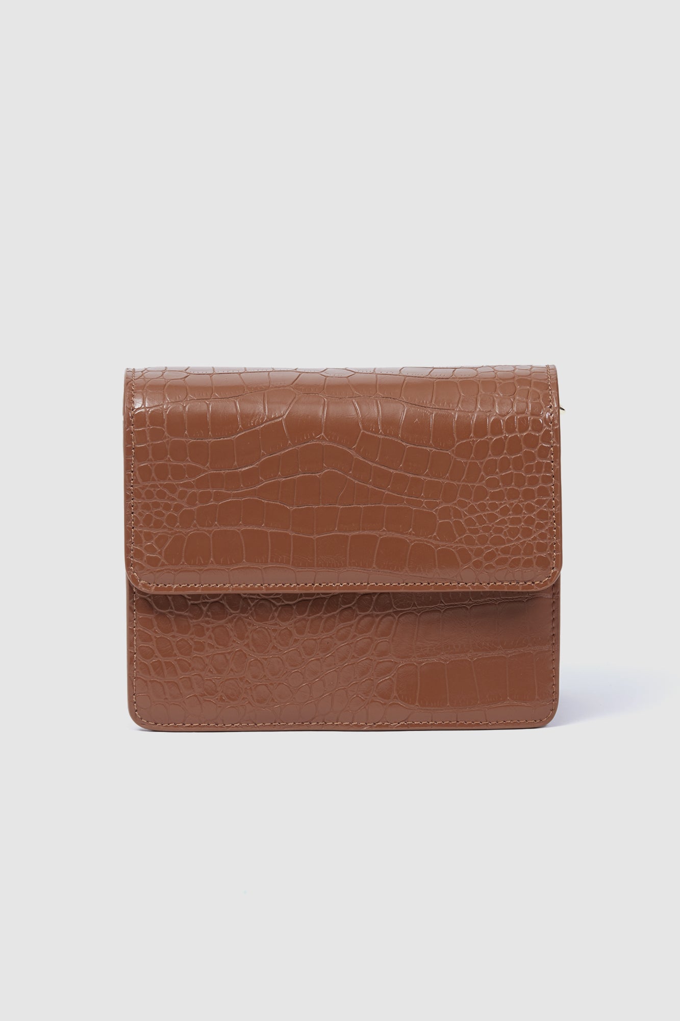 Fuego Bag Brown Croc Leather Front