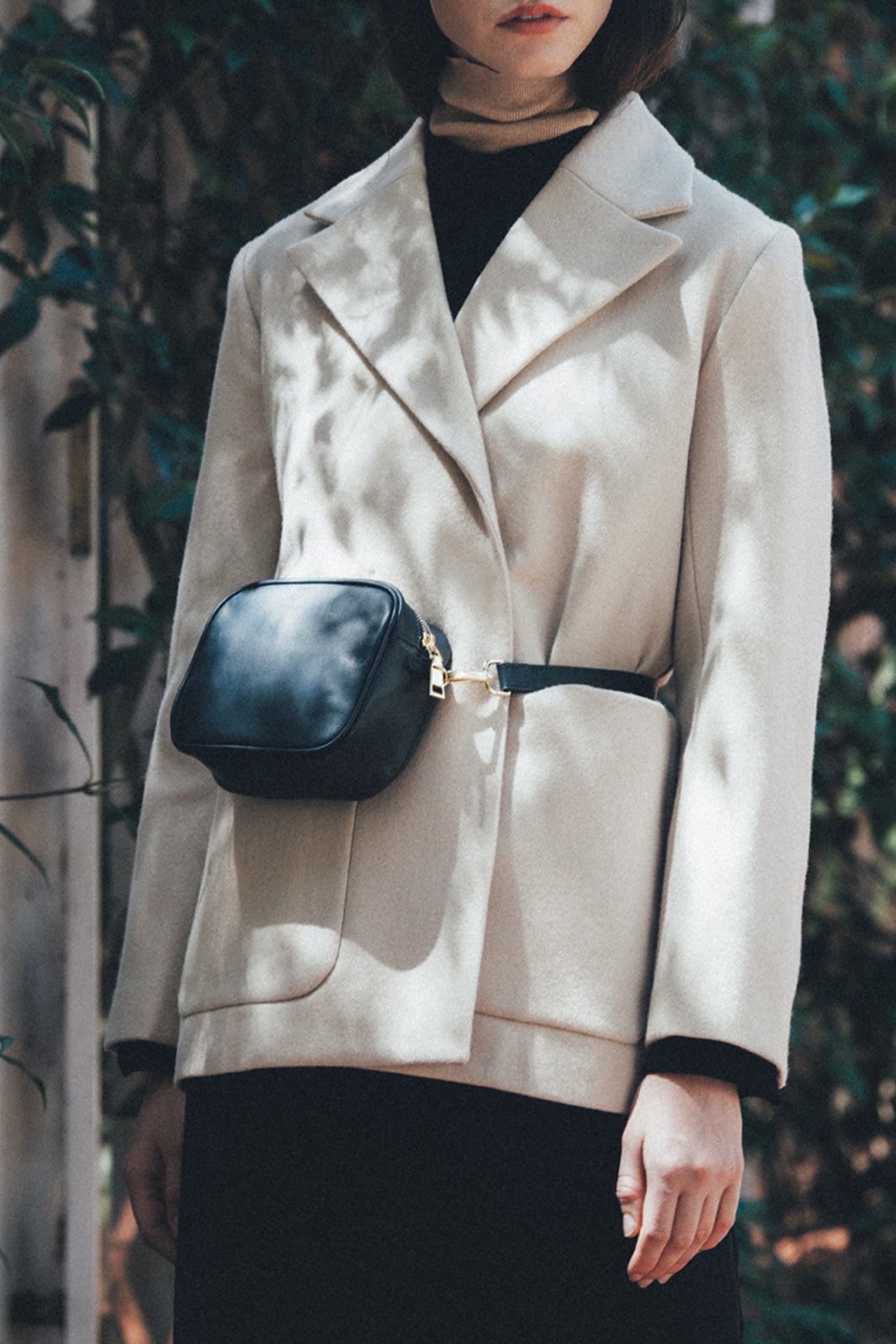 Caminar Bag Navy Leather Bumbag with Gold Hardware Styled