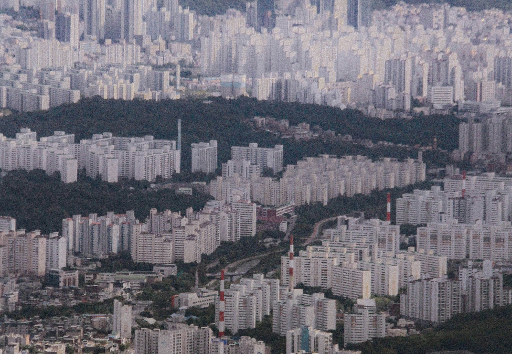 Aerial view of the city of Seoul, Korea.