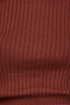 Fabric swatch of the ribbed knit top in burgundy