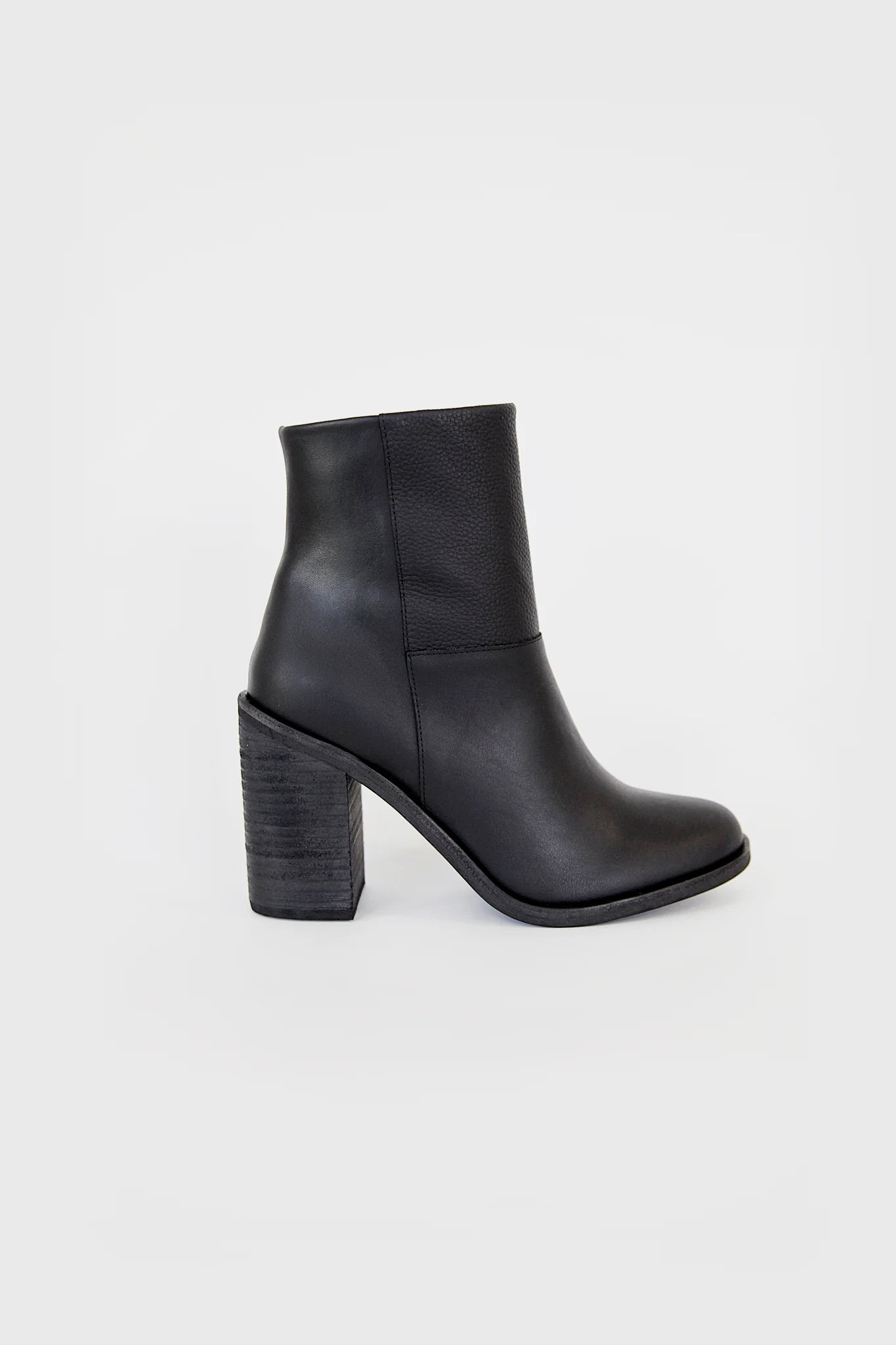 Image of womens black ankle boot with chunky heel