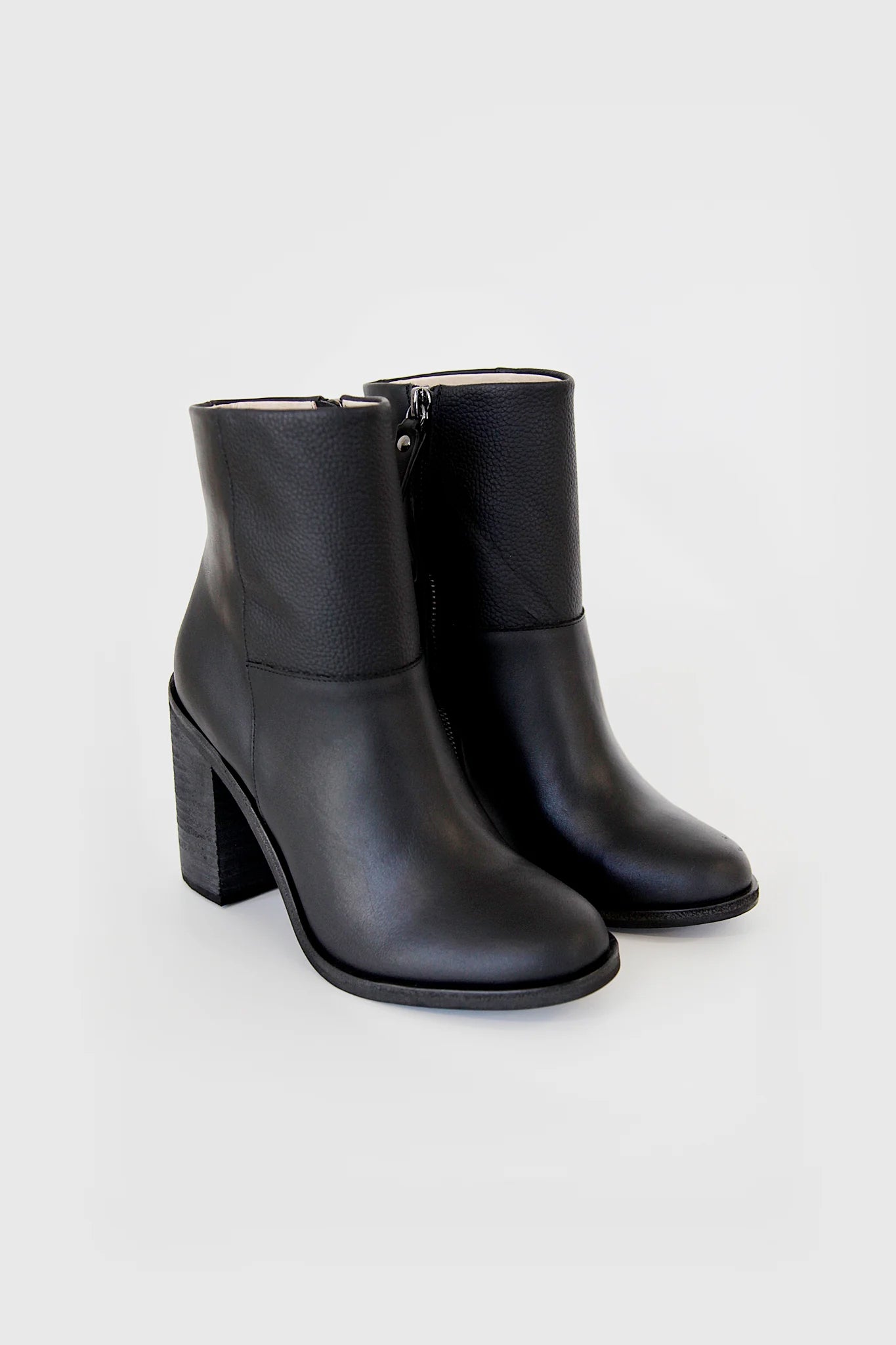 Image of womens black ankle boot with chunky heel