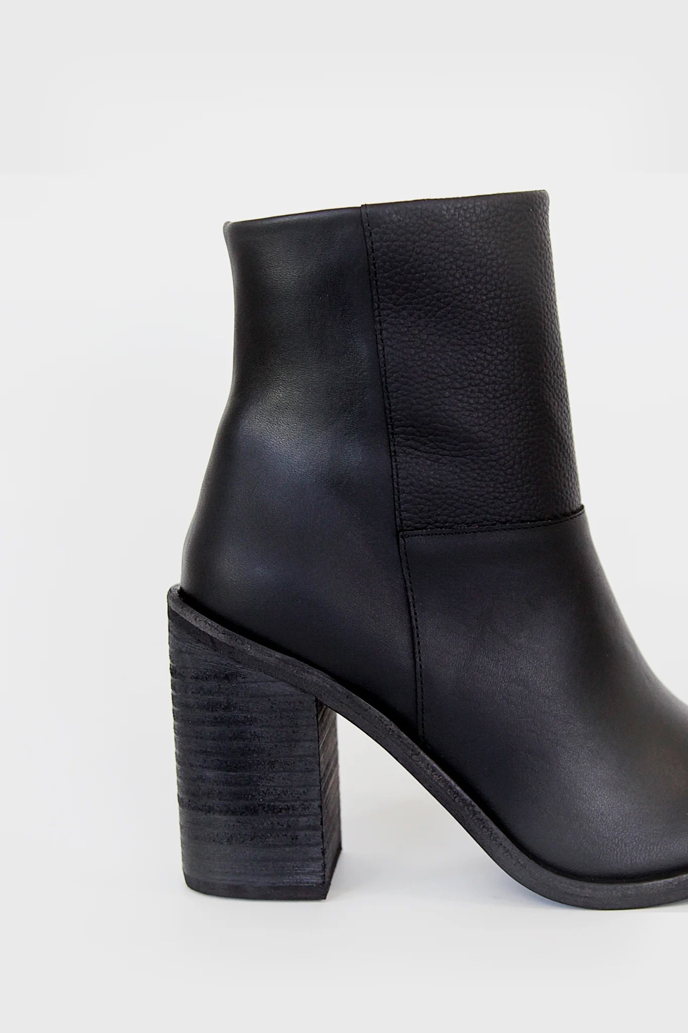 Image of womens black ankle boot with chunky heel