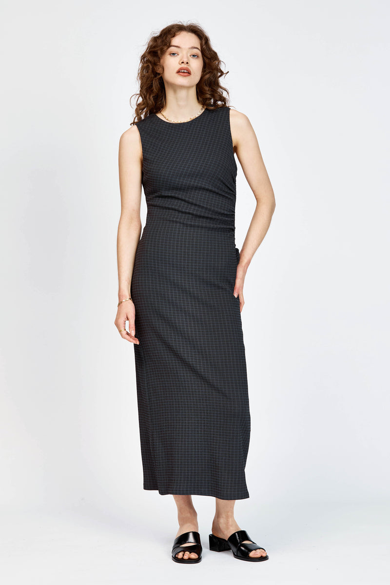 Ebb Dress Black/ Navy Check