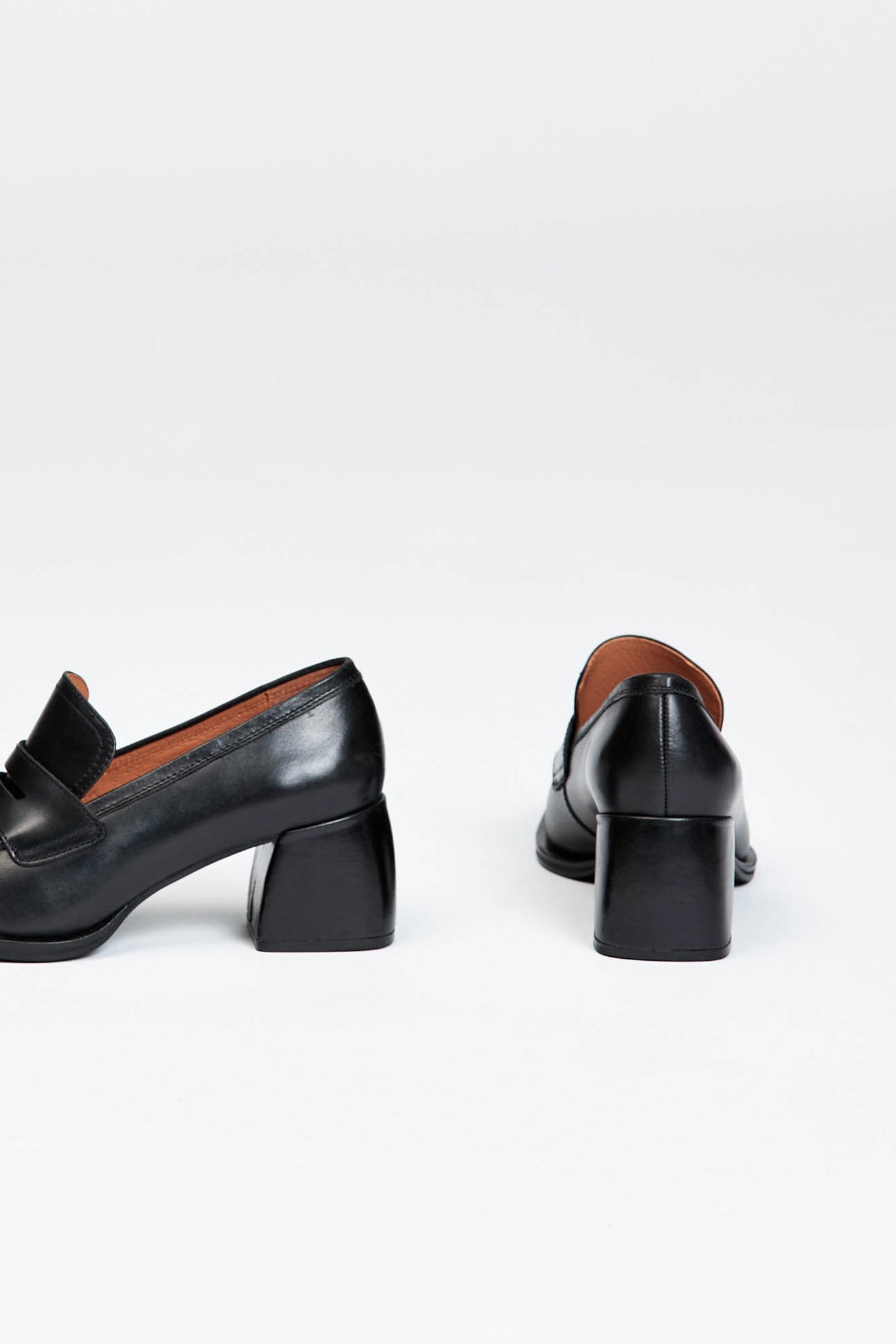 Black loafer style heel
