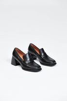 Black loafer style heel