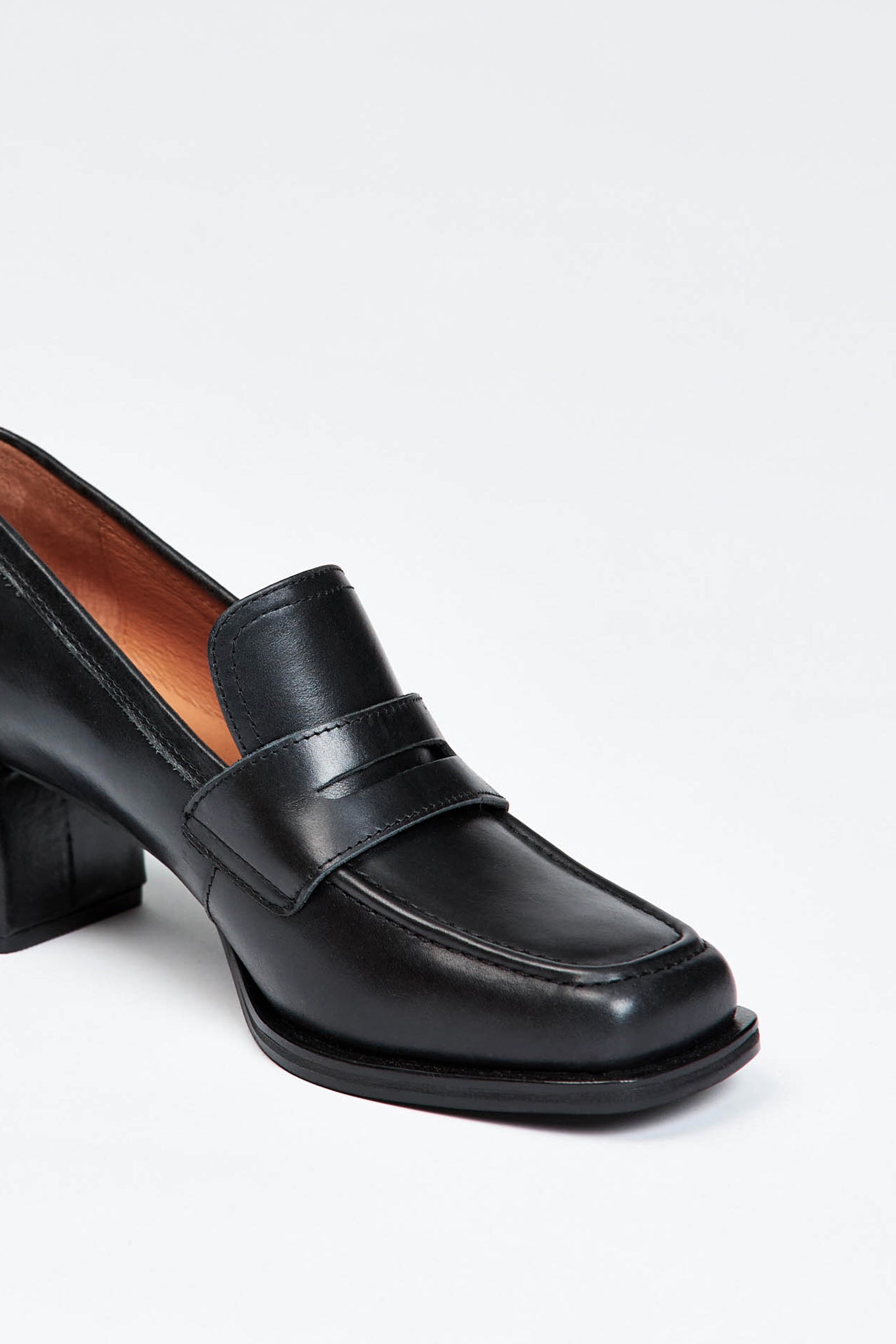 Black loafer style heel