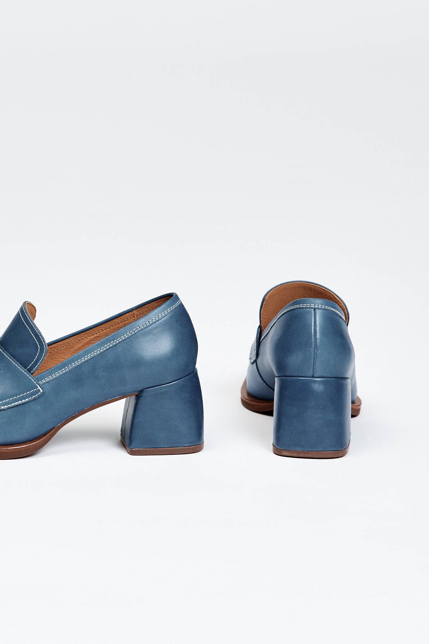 Blue loafer style heel