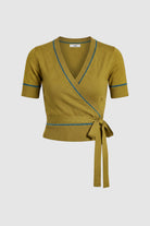 Silo image of olive top with thin teal piping