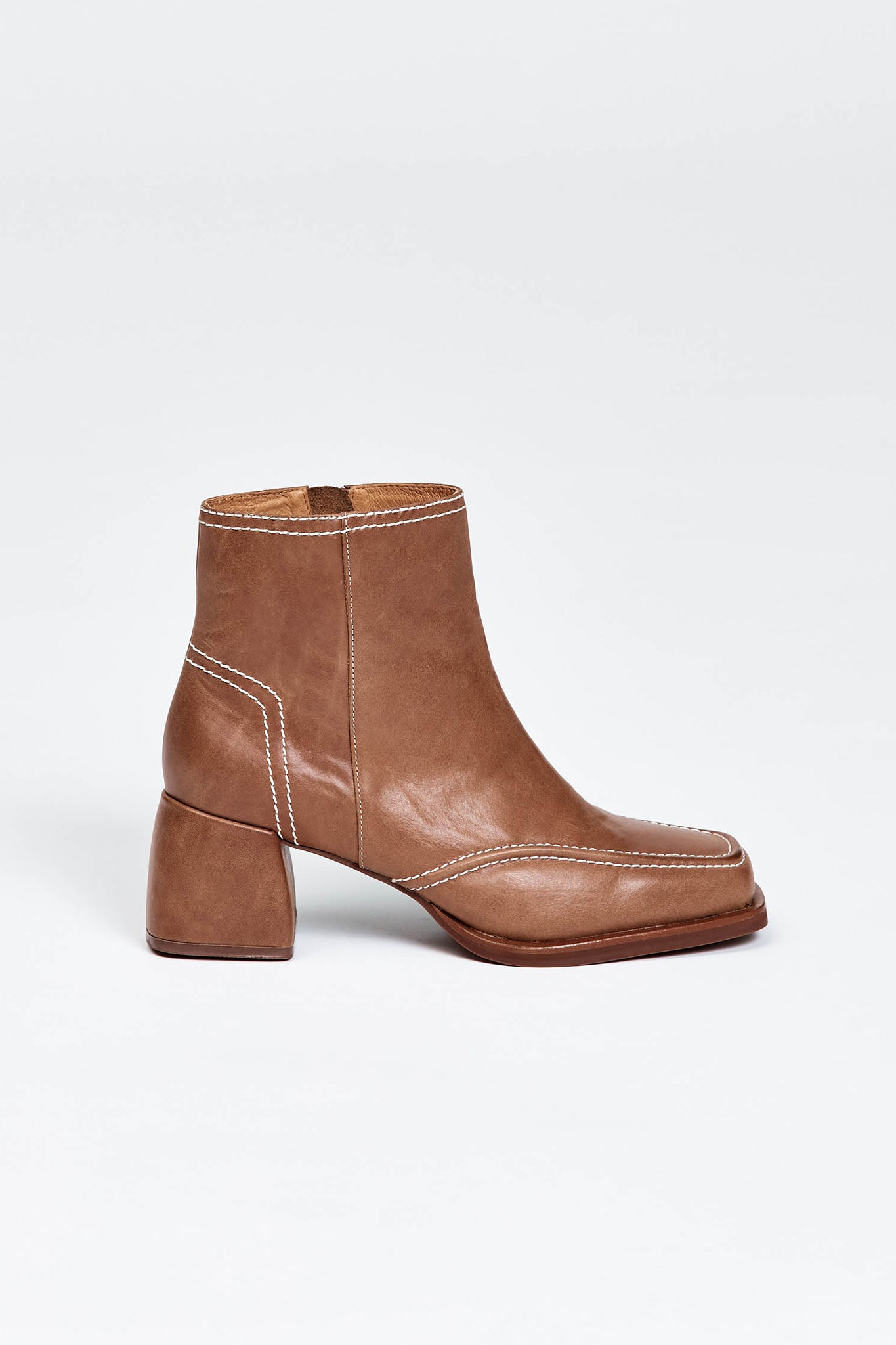 Brown ankle boot with block heel