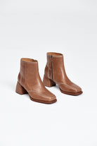 Brown ankle boot with block heel