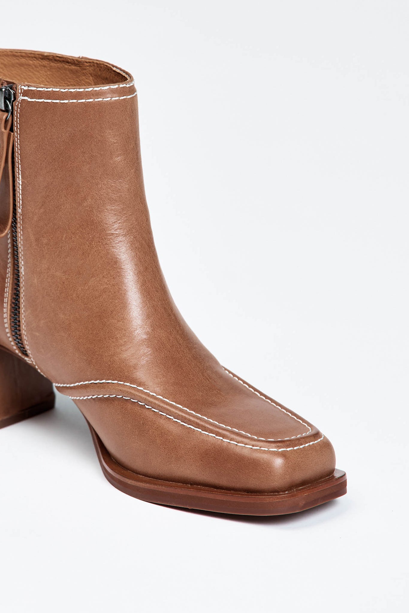 Brown ankle boot with block heel