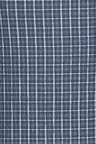 Fabric swatch of blue and white check fabric of the dress