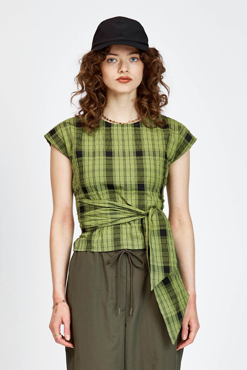 Sarang Top Olive/ Black Check