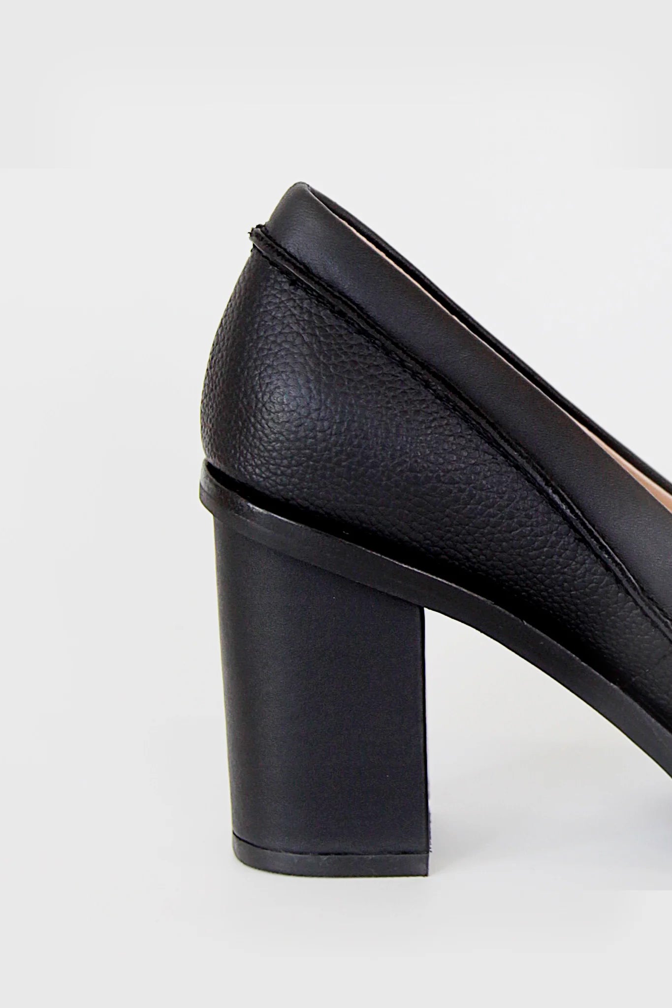 Image of a black womens shoe with chunky heel