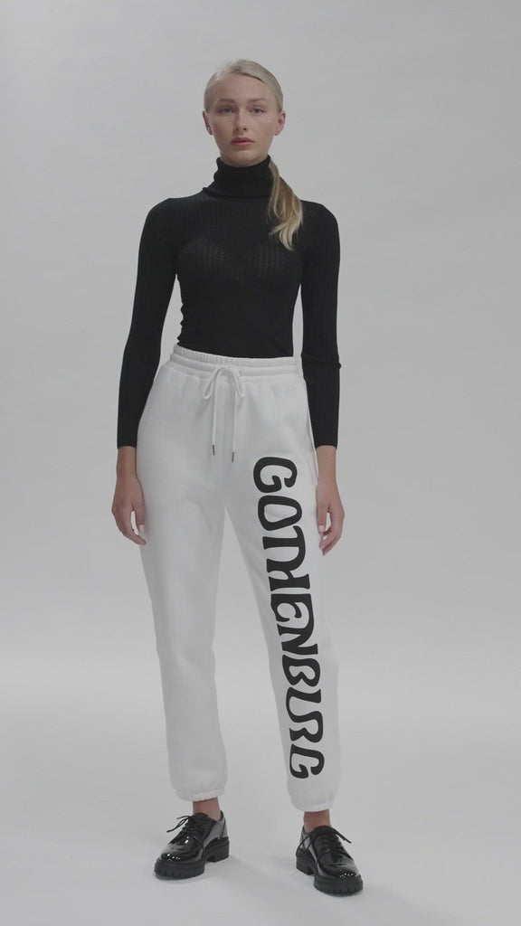 Byn Women's Track Pant White Cotton Blend Styled