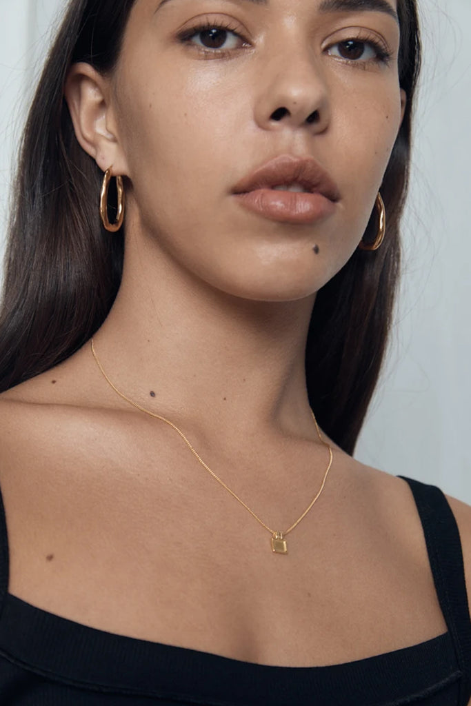 Square Pendant Necklace Gold