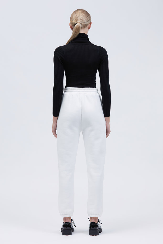 Byn Women's Track Pant White Cotton Blend Back