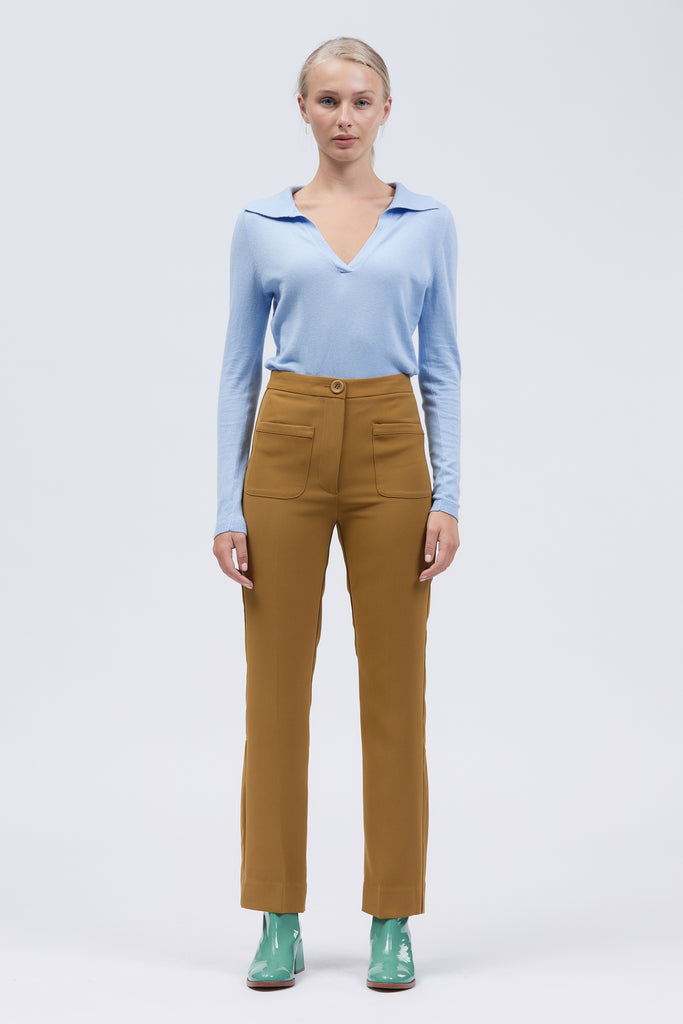 Fotö Women's Pant Mustard High Waist Front