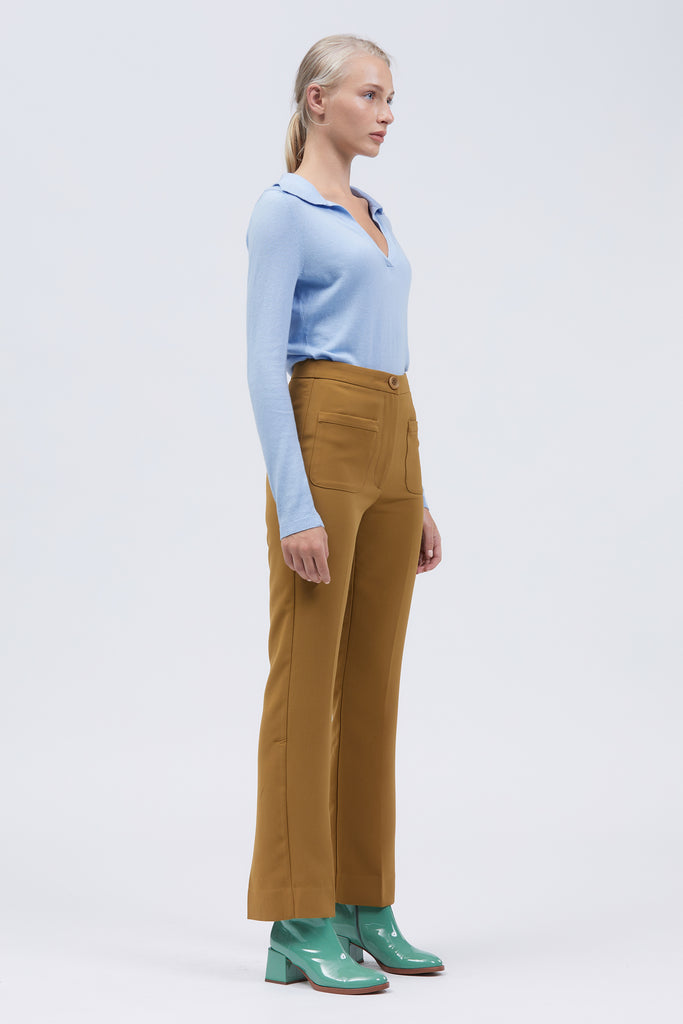 Fotö Women's Pant Mustard High Waist Side