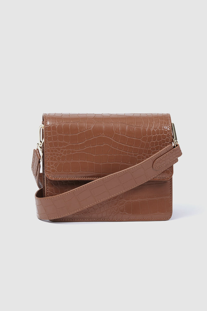 Fuego Bag Brown Croc Leather Front