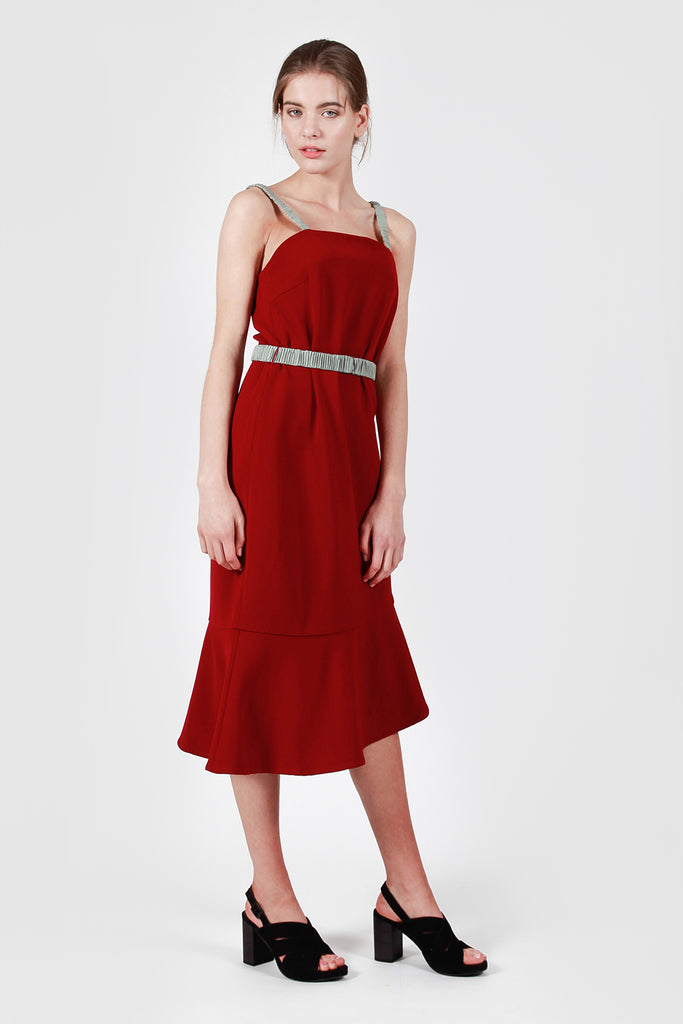 Hermosa Dress Wine/Stone Front