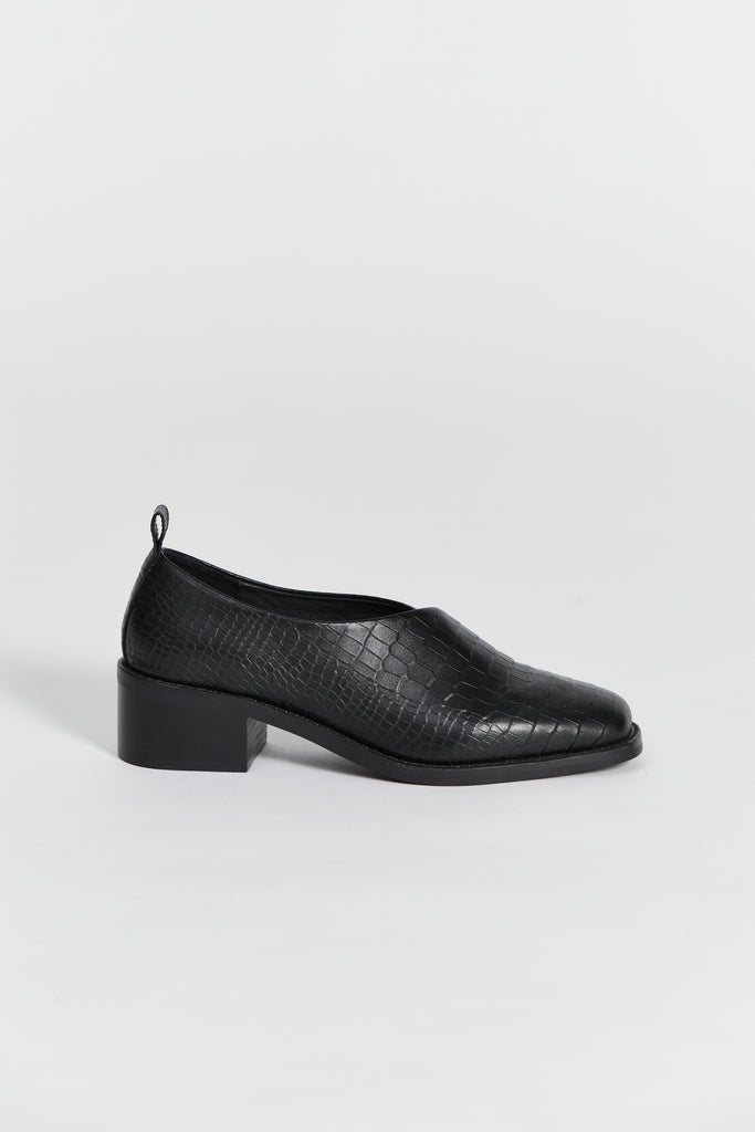 Tofana Shoe Black Croc Leather 
