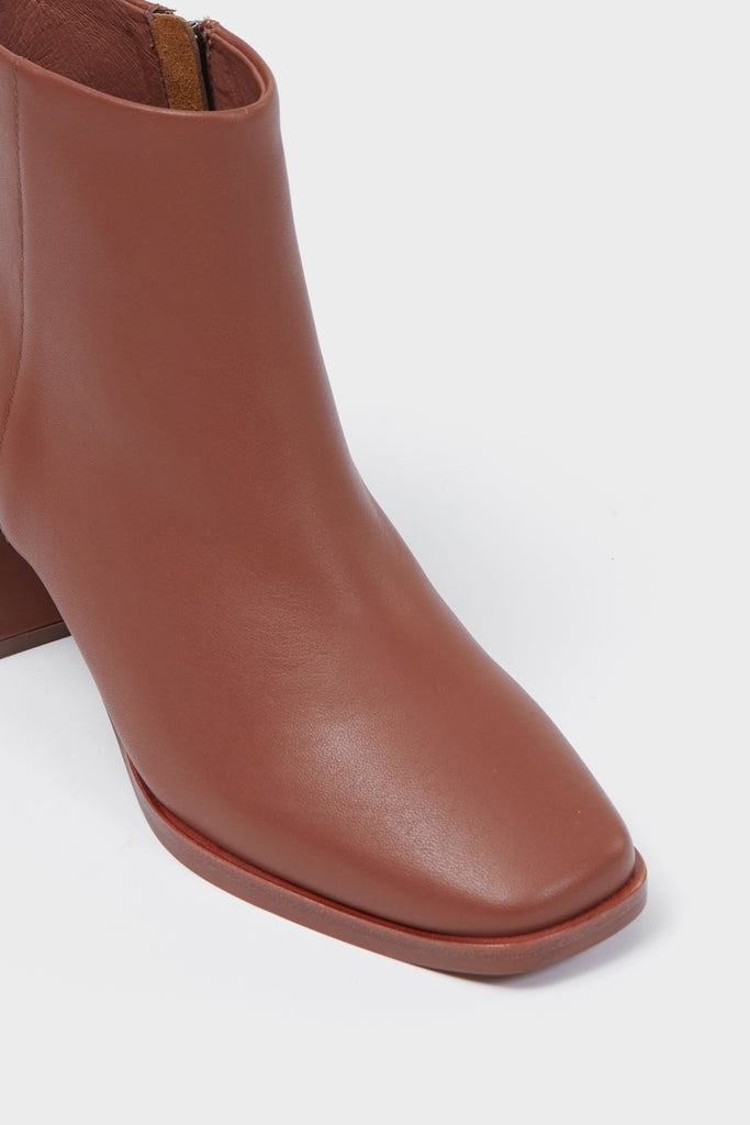 Walford Ankle Boot Rust Brown Leather Front Close Up