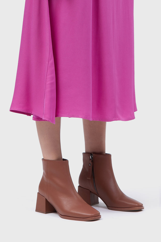 Walford Ankle Boot Rust Brown Leather Side Styled