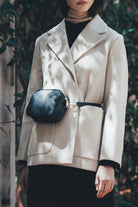 Caminar Bag Navy Leather Bumbag with Gold Hardware Styled