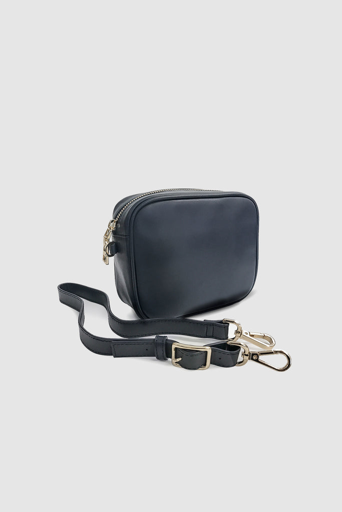 Caminar Bag Navy Leather Bumbag with Gold Hardware Front