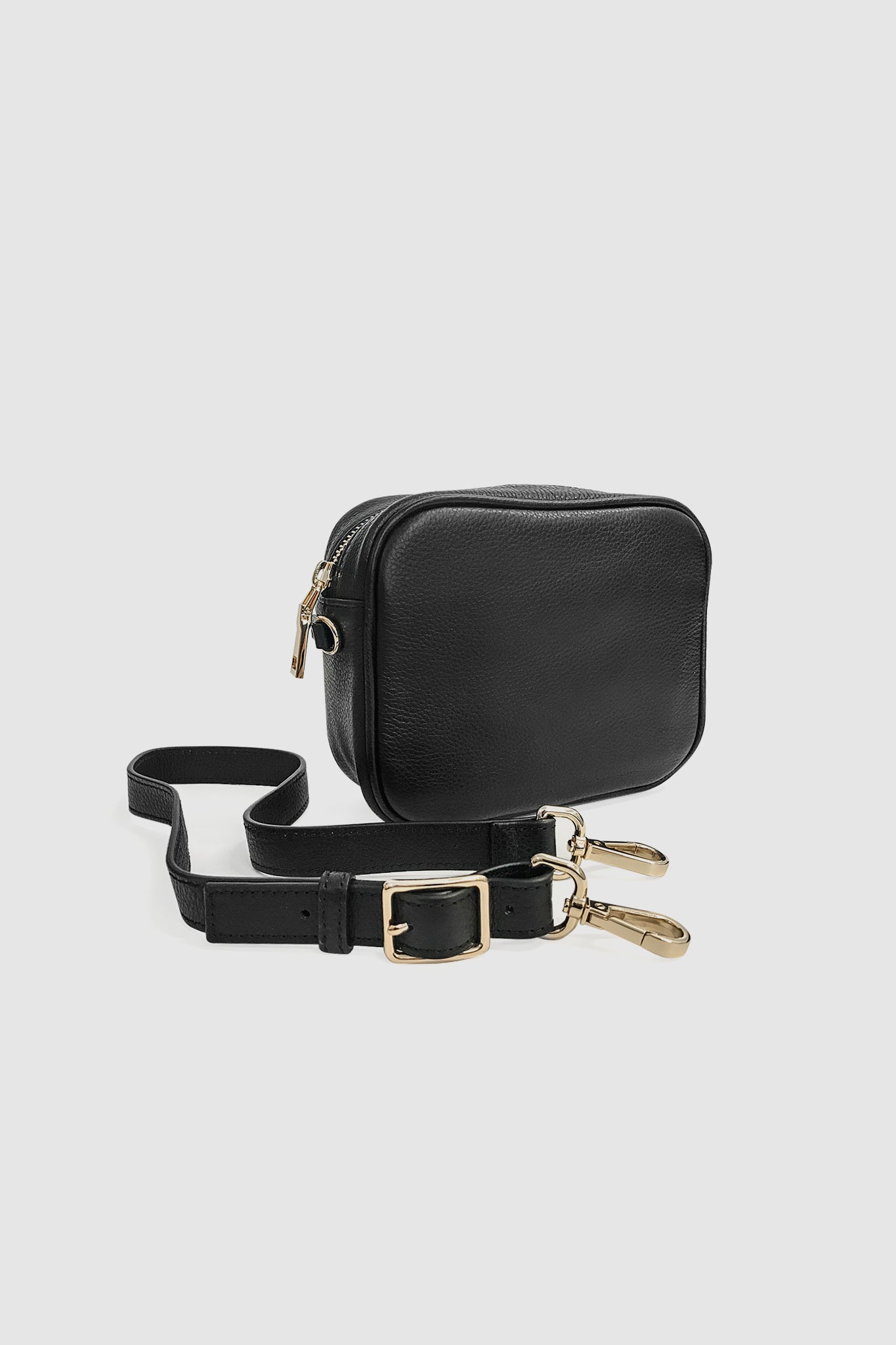 Caminar Bag Black Leather Bumbag Gold Hardware Front